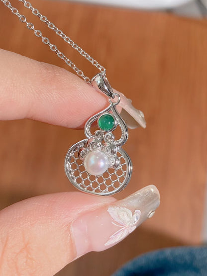 S925 Silver Craft Gourd Water Bead Pendant